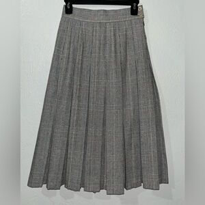 VTG Chaus Petites Wool Plaid Skirt Pleated High Waisted Midi 90s- Waist Sz 25